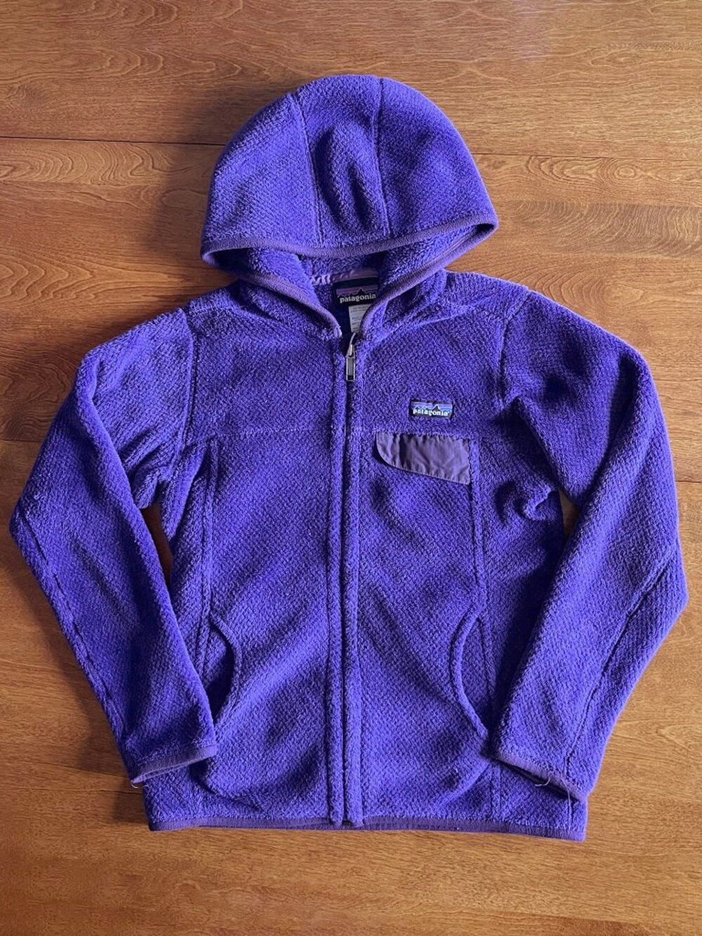 Patagonia purple plush fleece hoodie XS